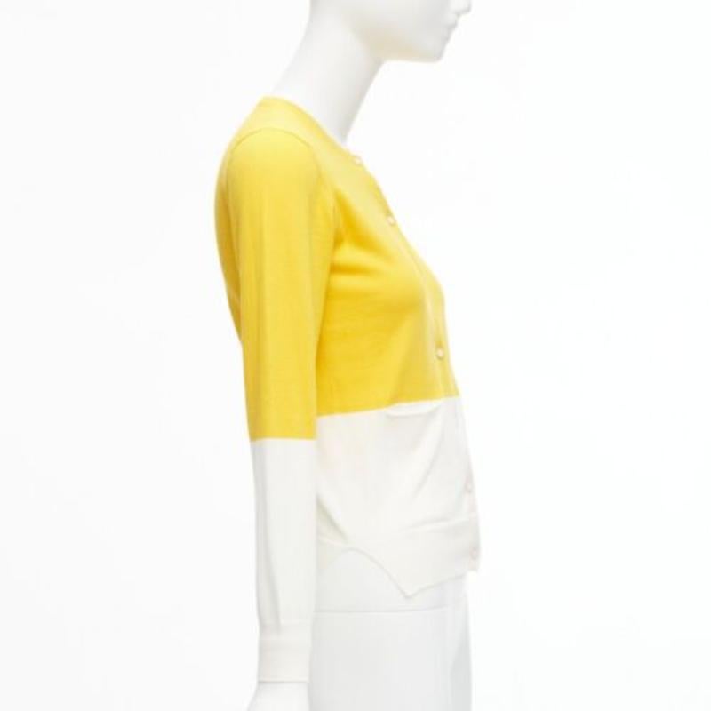 De las mujeres STELLA MCCARTNEY amarillo blanco colorblock algodón bolsillo cardigan suéter 12y en venta