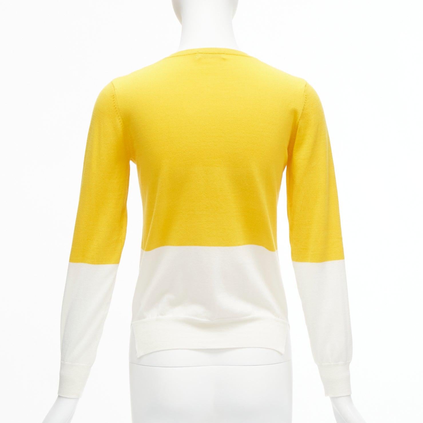 STELLA MCCARTNEY yellow white colorblock cotton pocketed cardigan sweater 12y For Sale 1