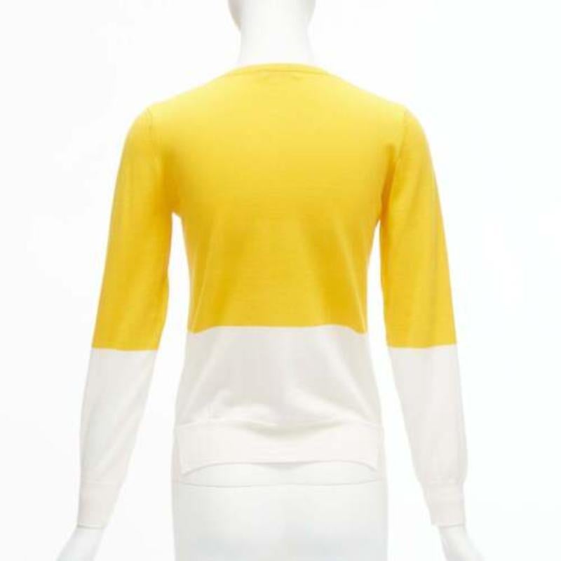 STELLA MCCARTNEY amarillo blanco colorblock algodón bolsillo cardigan suéter 12y en venta 1
