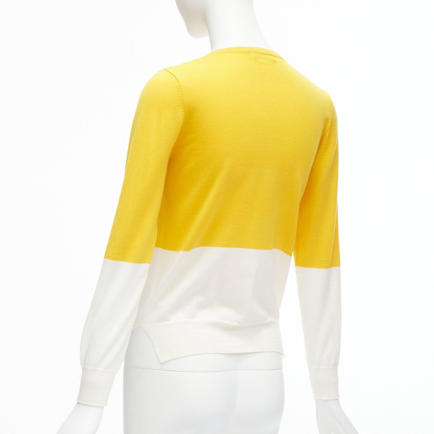 STELLA MCCARTNEY yellow white colorblock cotton pocketed cardigan sweater 12y For Sale 2
