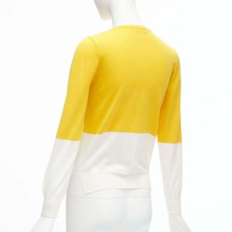 STELLA MCCARTNEY amarillo blanco colorblock algodón bolsillo cardigan suéter 12y en venta 2