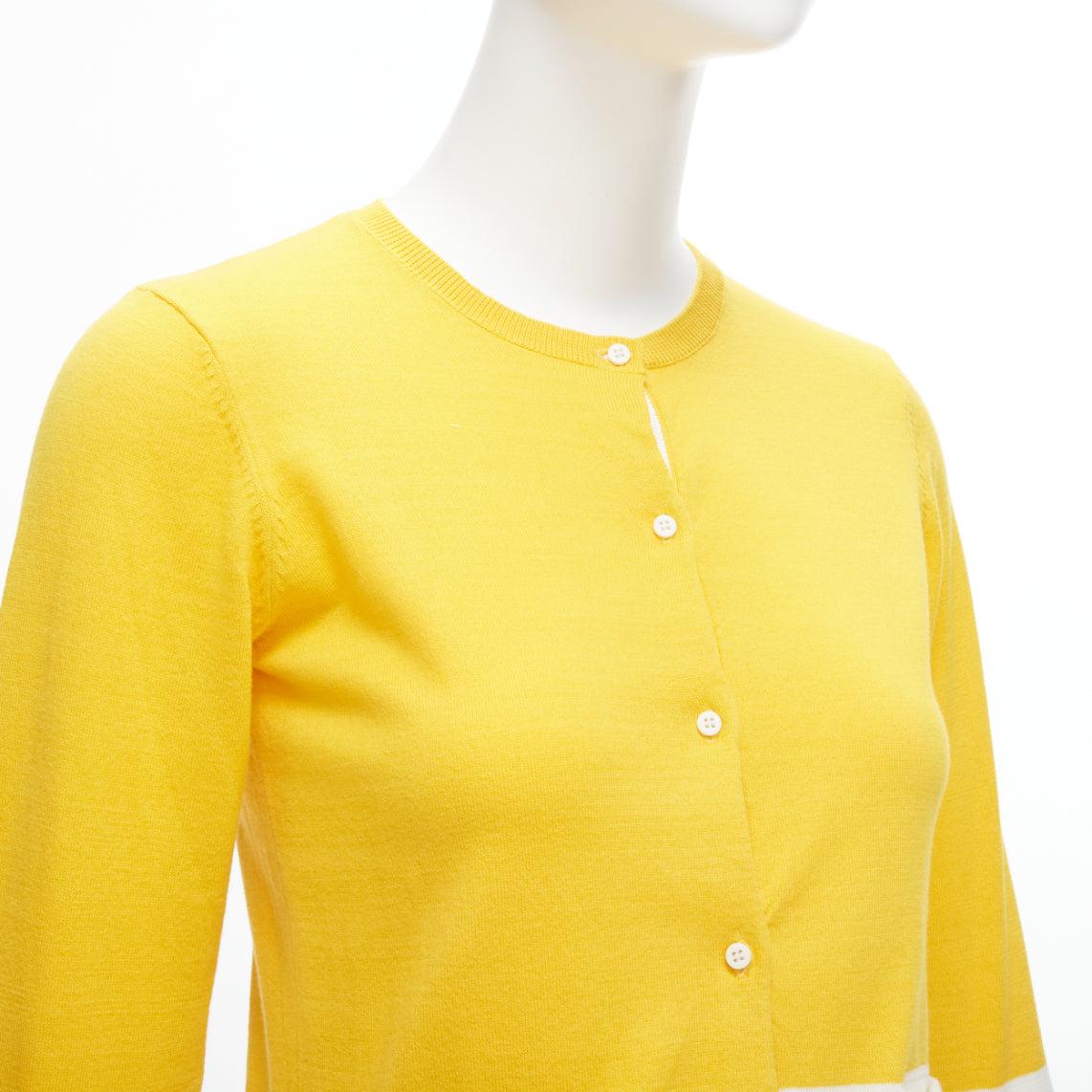 STELLA MCCARTNEY yellow white colorblock cotton pocketed cardigan sweater 12y For Sale 3