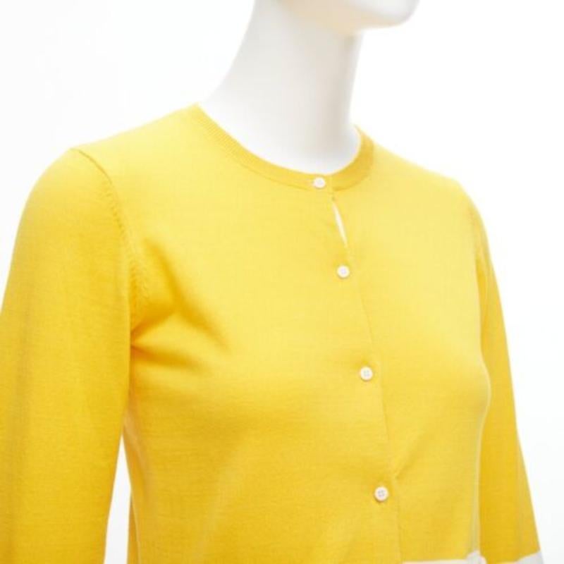 STELLA MCCARTNEY amarillo blanco colorblock algodón bolsillo cardigan suéter 12y en venta 3