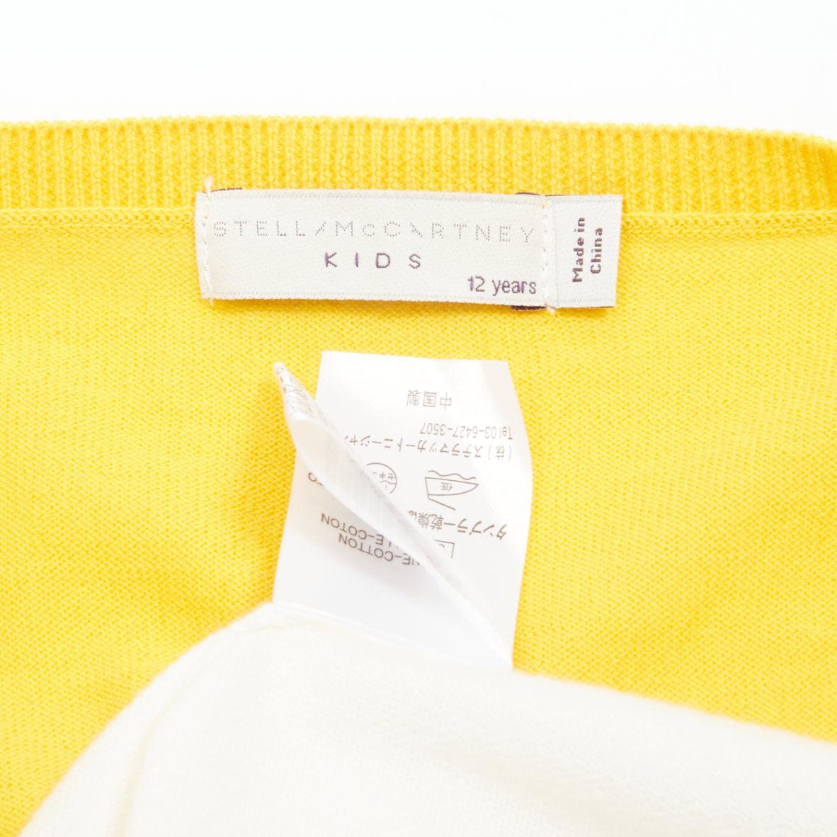 STELLA MCCARTNEY yellow white colorblock cotton pocketed cardigan sweater 12y For Sale 4