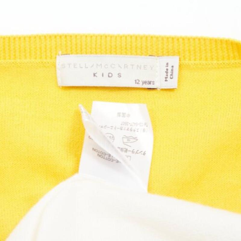 STELLA MCCARTNEY amarillo blanco colorblock algodón bolsillo cardigan suéter 12y en venta 4