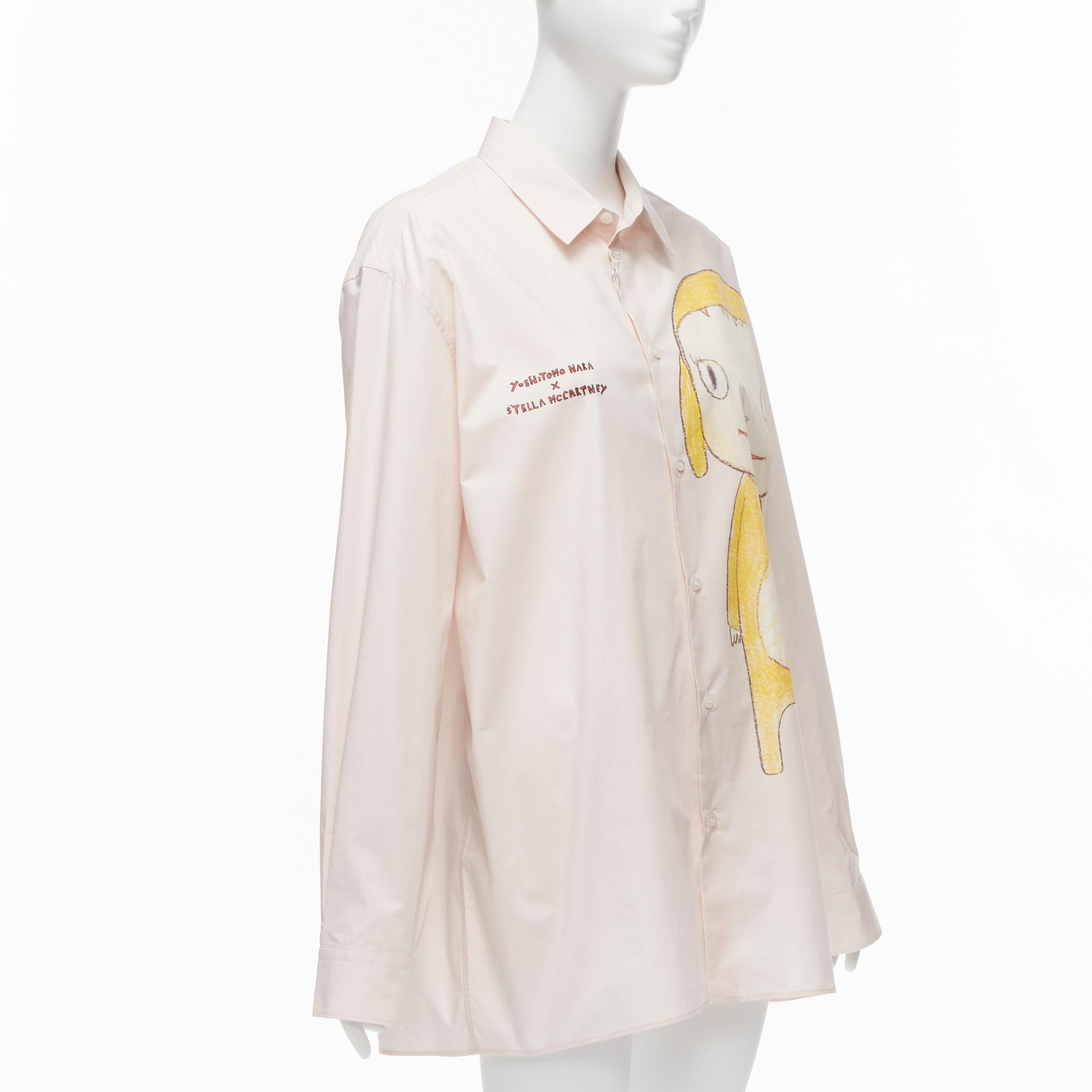 Beige Stella MCCARTNEY I.L.A. 2021 Chemise oversize en coton rose à imprimé graphique L en vente