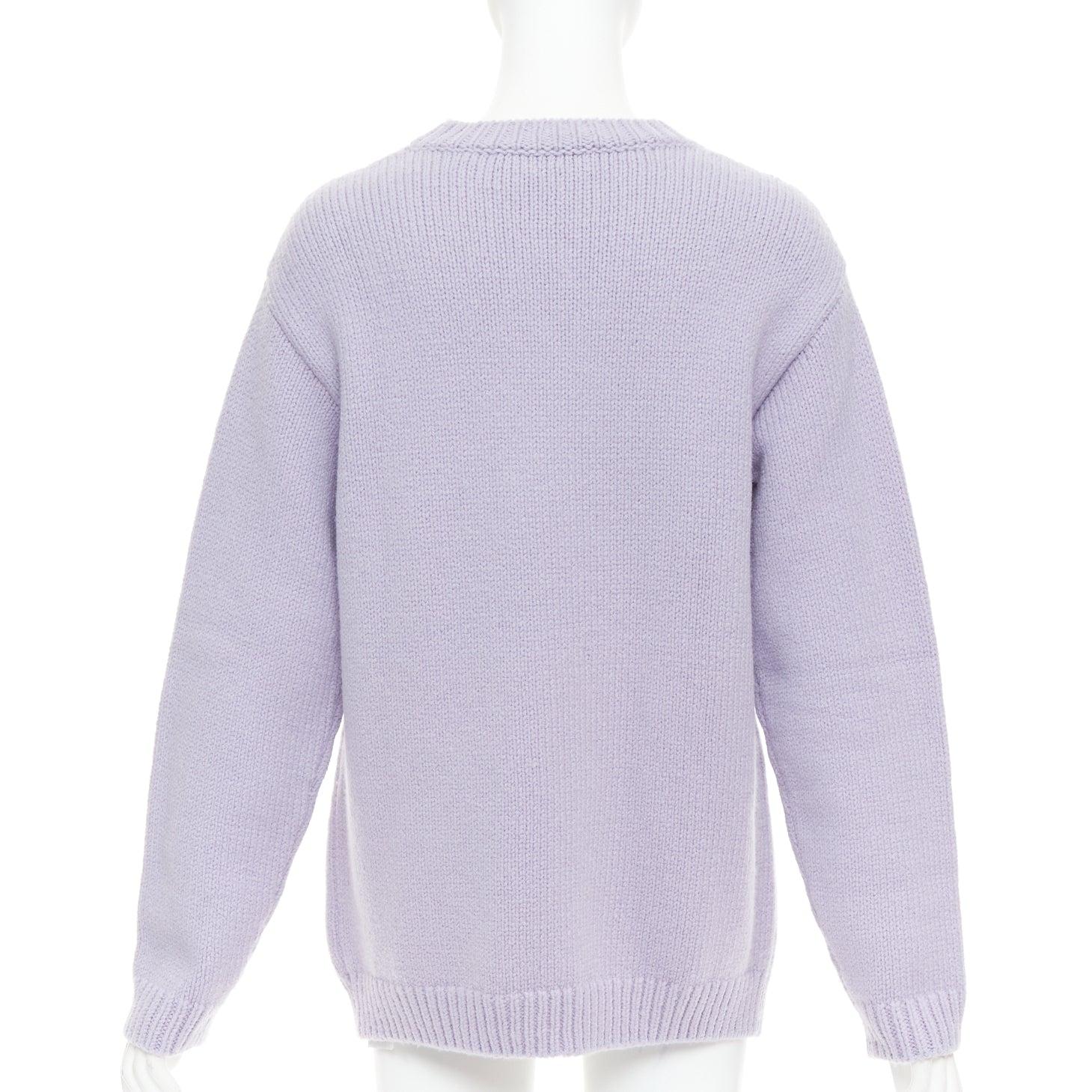Women's STELLA MCCARTNEY Yoshitomo Nara 2022 lilac Mission Sheep Intarsia wool sweater M For Sale