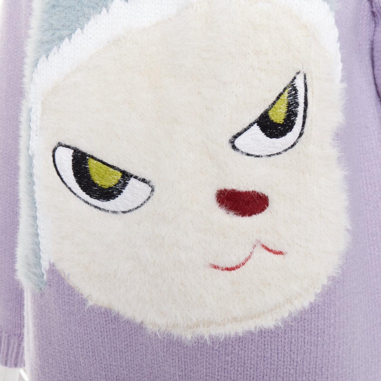 STELLA MCCARTNEY Yoshitomo Nara 2022 lilac Mission Sheep Intarsia wool sweater M For Sale 2