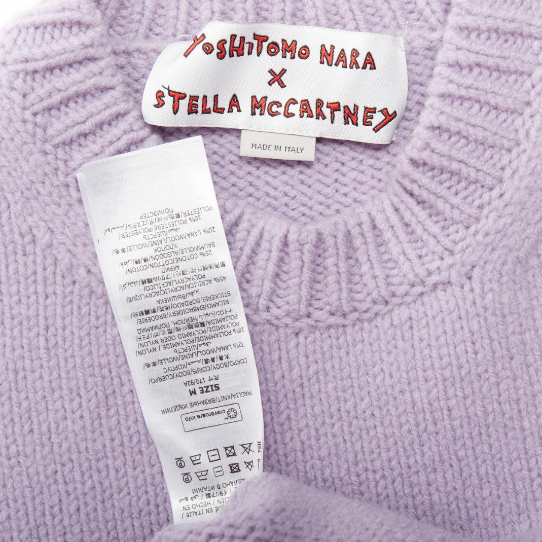 STELLA MCCARTNEY Yoshitomo Nara 2022 lilac Mission Sheep Intarsia wool sweater M For Sale 3