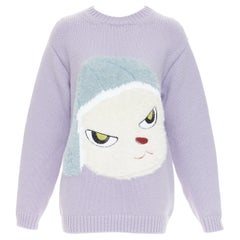 STELLA MCCARTNEY Yoshitomo Nara 2022 lilac Mission Sheep Intarsia wool sweater M