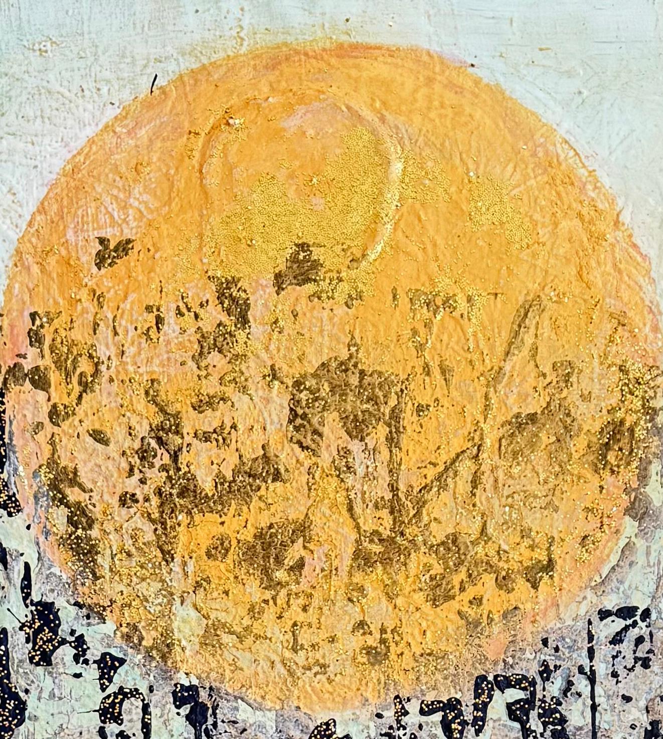 a place in the sun II, Contemporary Abstract, enamel gold acrylic on canvas 2023 For Sale 2