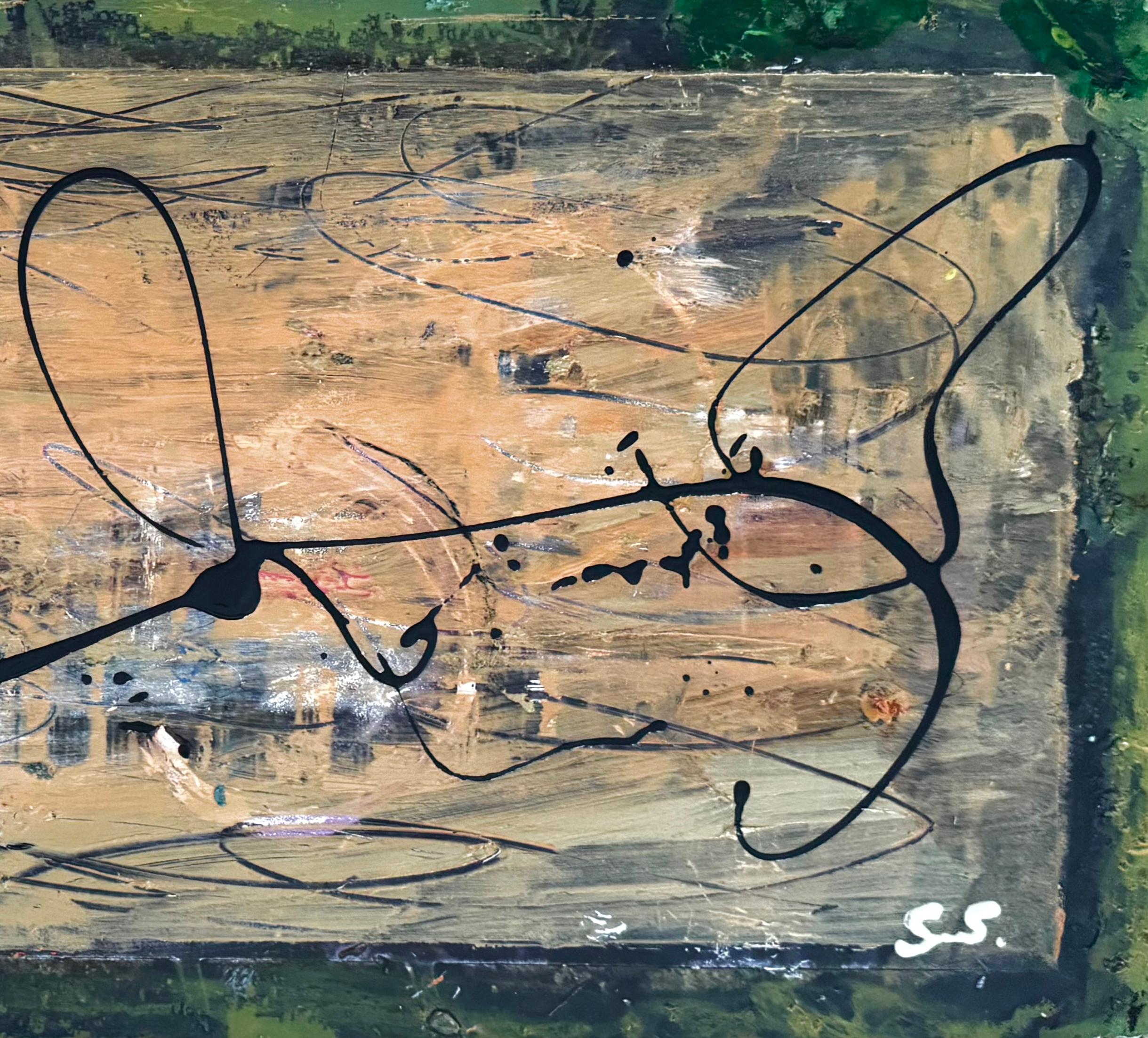Contemporary Abstract, acrylic, gold and enamel on Wood, created in 2023. Completed at the artist's studio in Soho, the collection entitled 