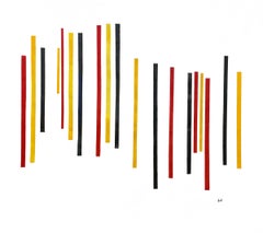 Pinstripe Symphony, Abstract Pop Geometric enamel acrylic on canvas 2024