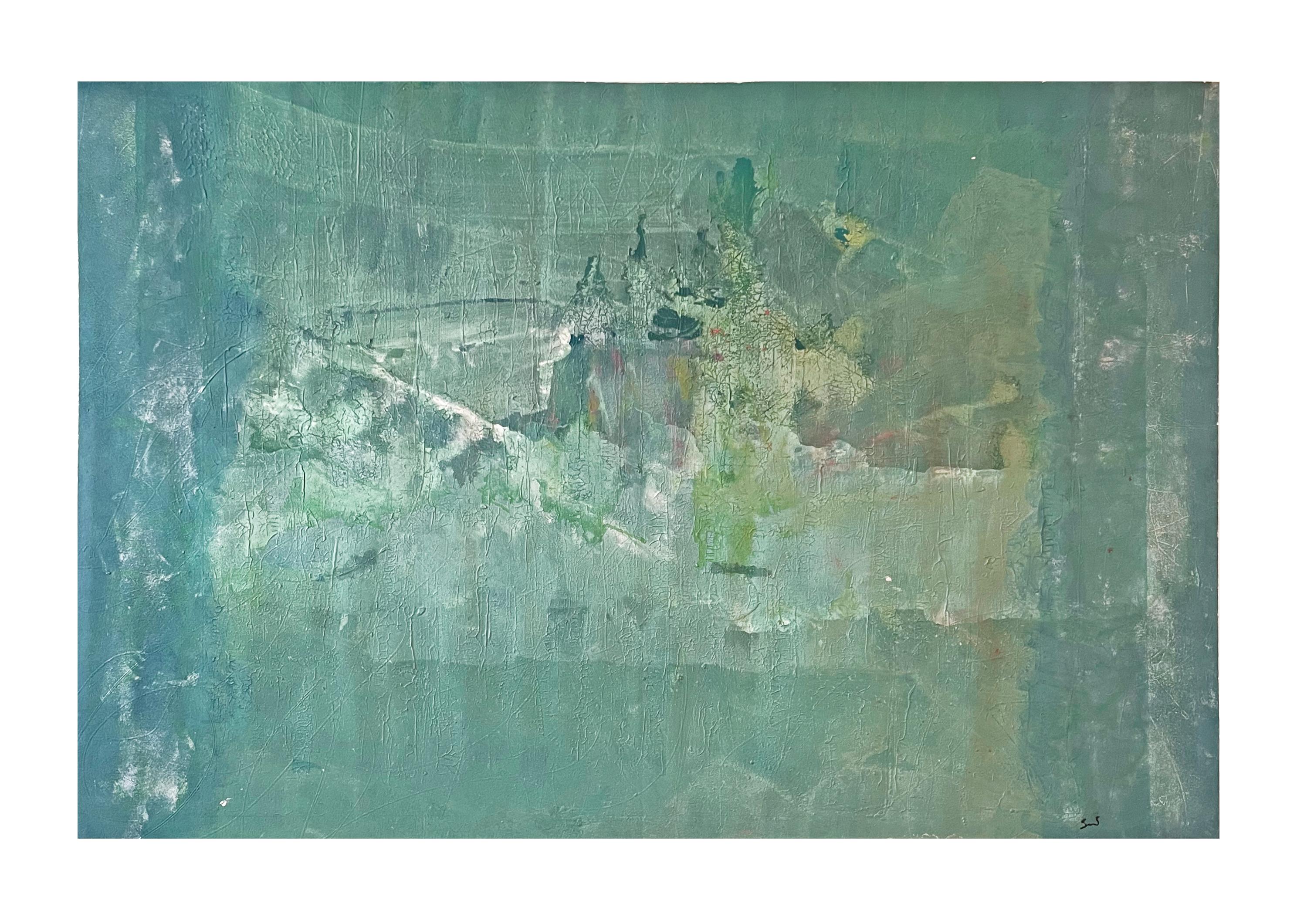 Stella Michaels Landscape Painting - Sea of Spring, Abstract Expressionism, enamel and acrylic on canvas 2023