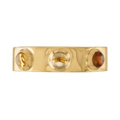 Stella Mid-Finger Ring in Yellow Gold Vermeil with 3 Lemon Yellow Citrine