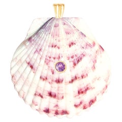 Stella Natural Shell Pendant with 14k Gold and Natural Amethyst Gemstone
