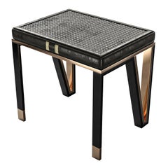 "Stella" Piano Chair with Stainless Steel, Bronze and Woven Leather, Istanbul