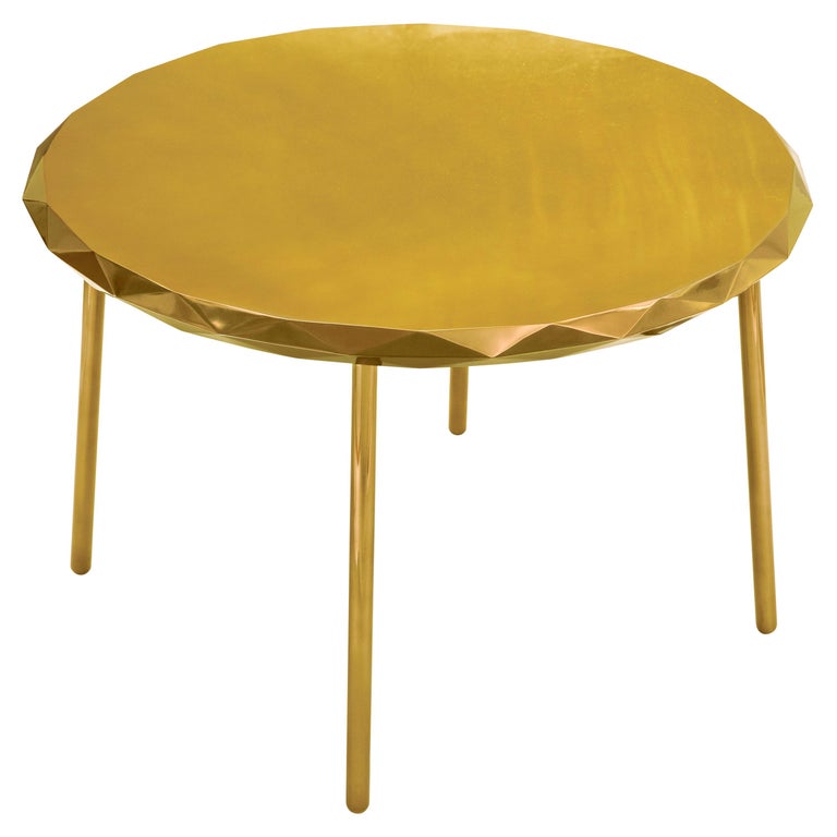 Stella Round Dining Table in Gold Glossy Finished Metal by Nika Zupanc For Sale at 1stdibs