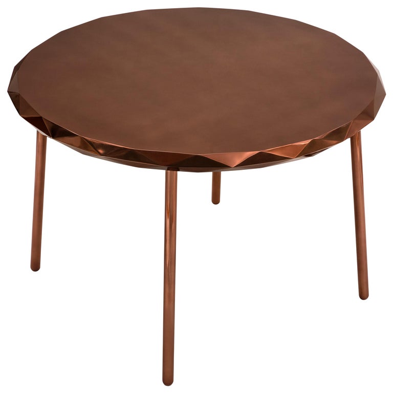 Stella Round Dining Table in Rose Gold Metal by Nika Zupanc For Sale at