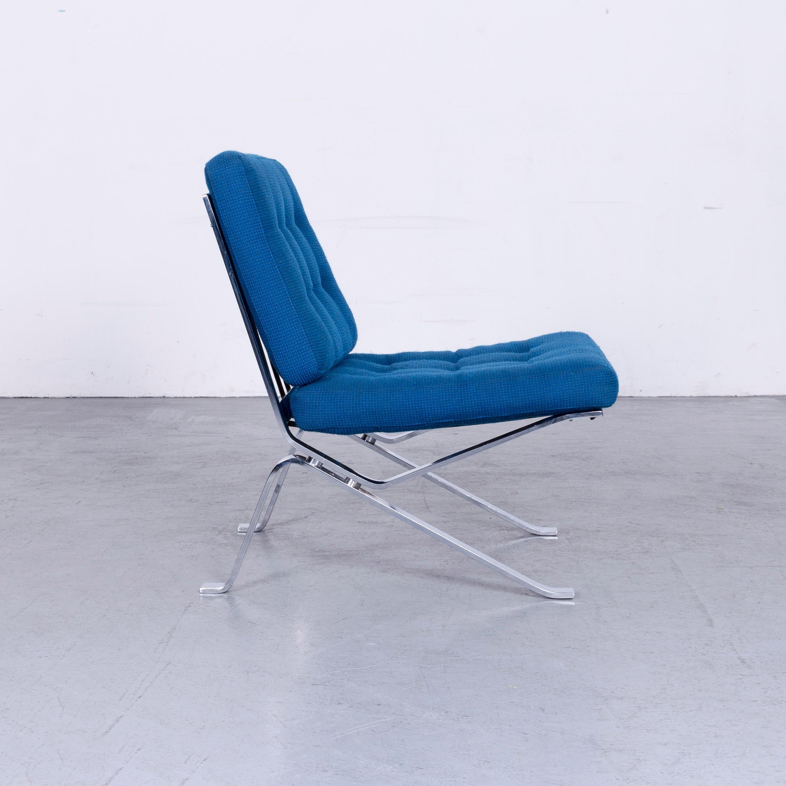 Stella Schweiz Walter Frey Designer Chair Fabric Blue One Seat Modern For Sale 5