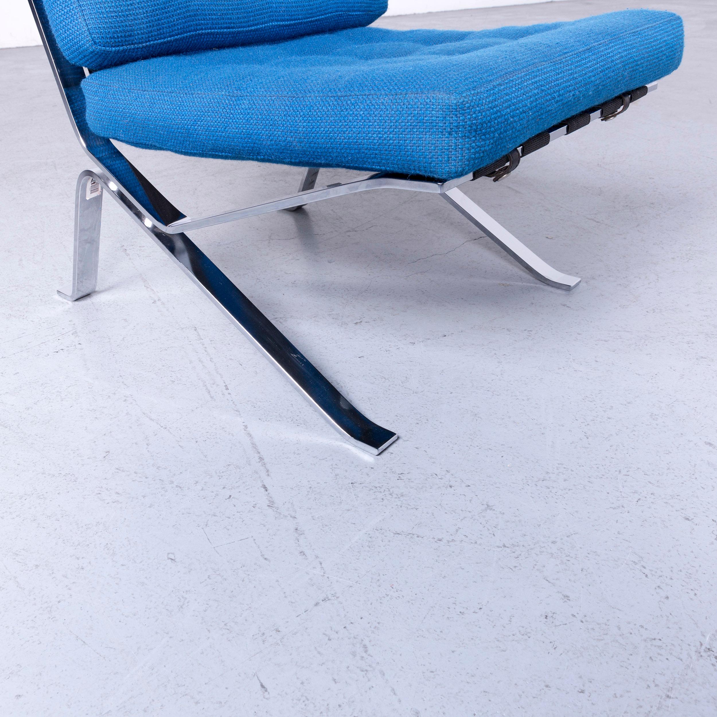 Contemporary Stella Schweiz Walter Frey Designer Chair Fabric Blue One Seat Modern For Sale