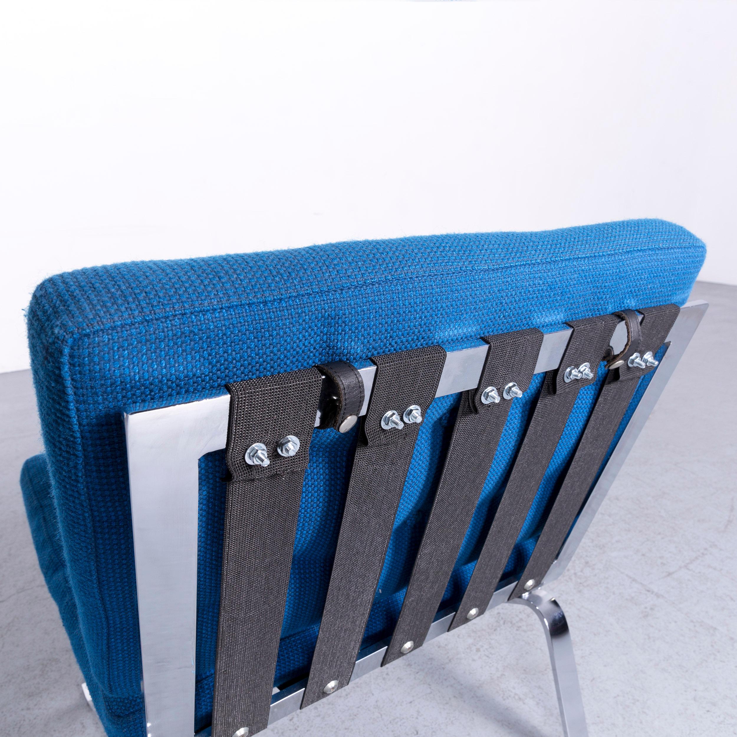 Stella Schweiz Walter Frey Designer Chair Fabric Blue One Seat Modern For Sale 1