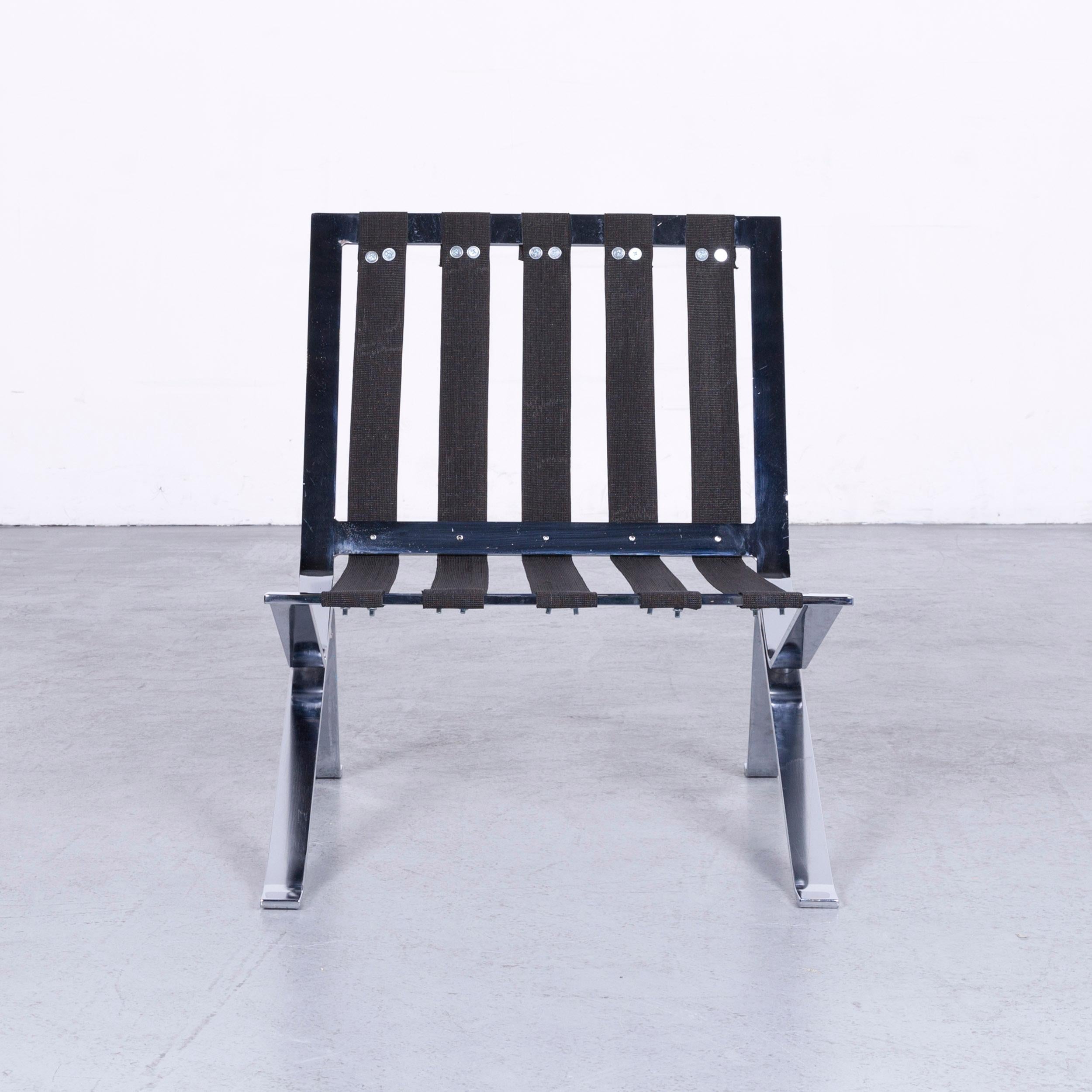 Stella Schweiz Walter Frey Designer Chair Fabric Blue One Seat Modern For Sale 2
