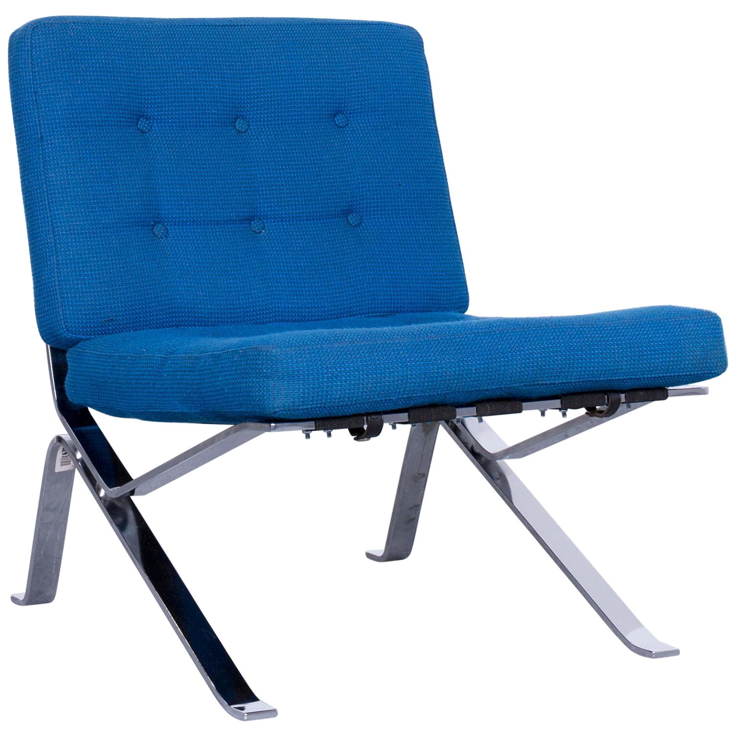 Stella Schweiz Walter Frey Designer Chair Fabric Blue One Seat Modern For Sale