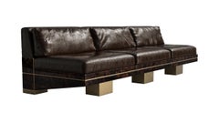 "Stella" Sofa, with Patina Bronze, Burl Walnut, Tailor Made Leather, Istanbul
