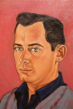 Naturalistic Red and Blue Toned Seated "Portrait of Oscar McCracken"