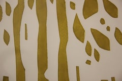 ""Falling Leaves"" Zeitgenössischer abstrakter Gelbgoldwald-Naturlandschaftsdruck