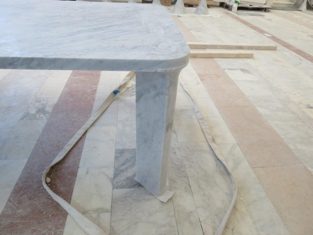 Italian Stella Table in Honed White Carrara Marble by Kreoo For Sale