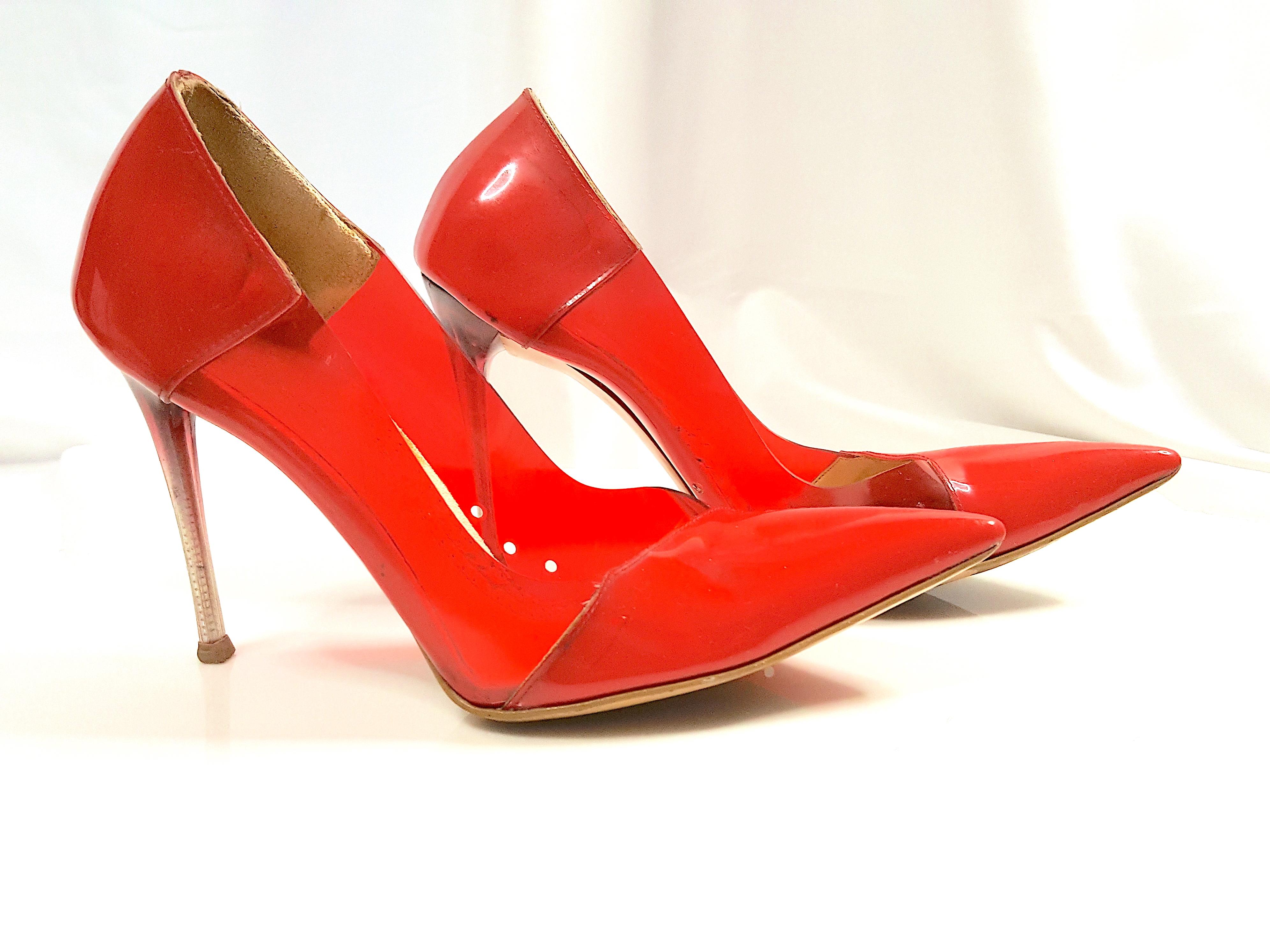 StellaMcCartney 2003 Runway RedPatent&Translucent 4InchStiletto OmbreResin Heels For Sale 2