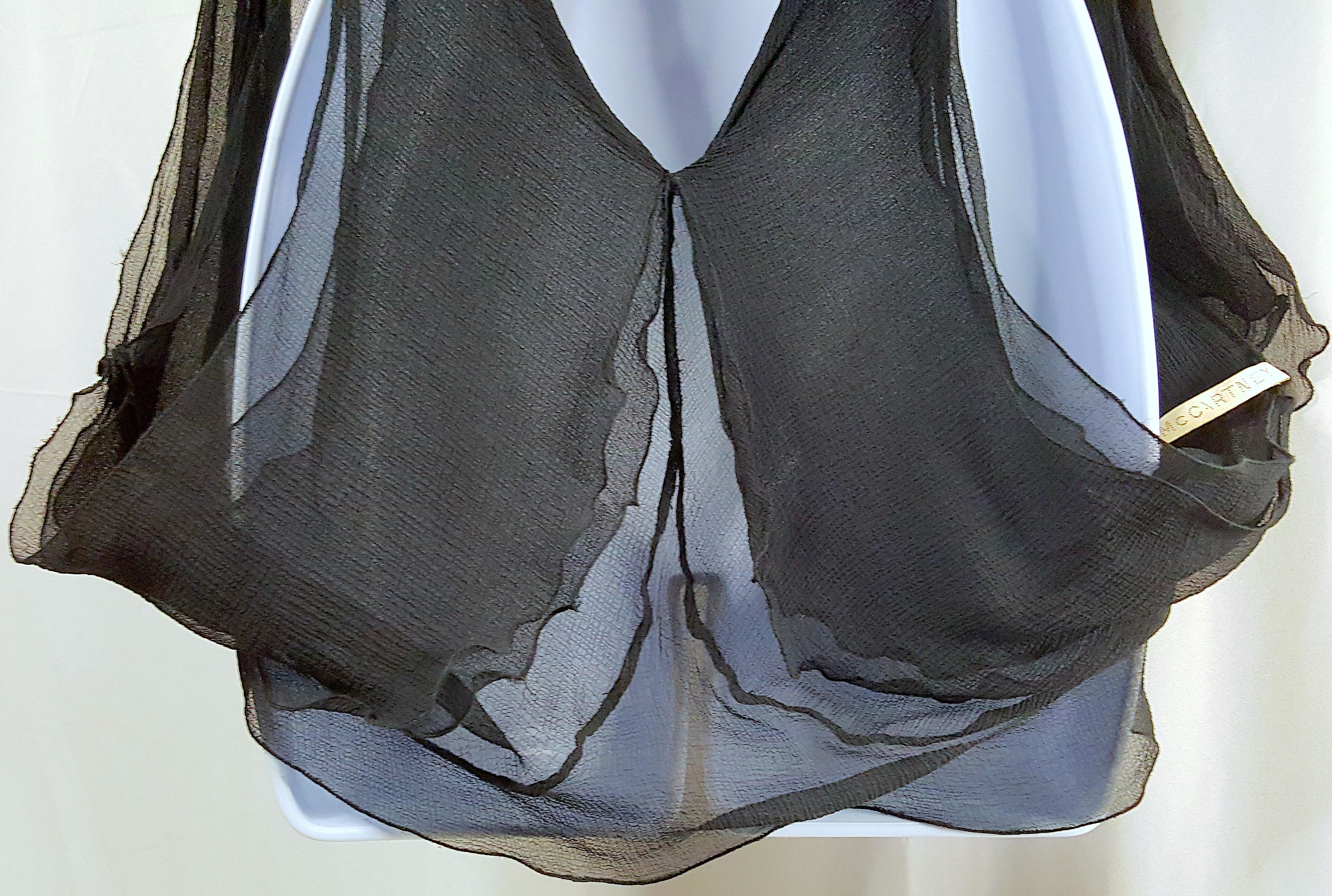 Stella McCartney Herbst2002 Laufsteg-Finale Transparente Bluse aus Seidenchiffon mit tiefem V-Ausschnitt im Angebot 2