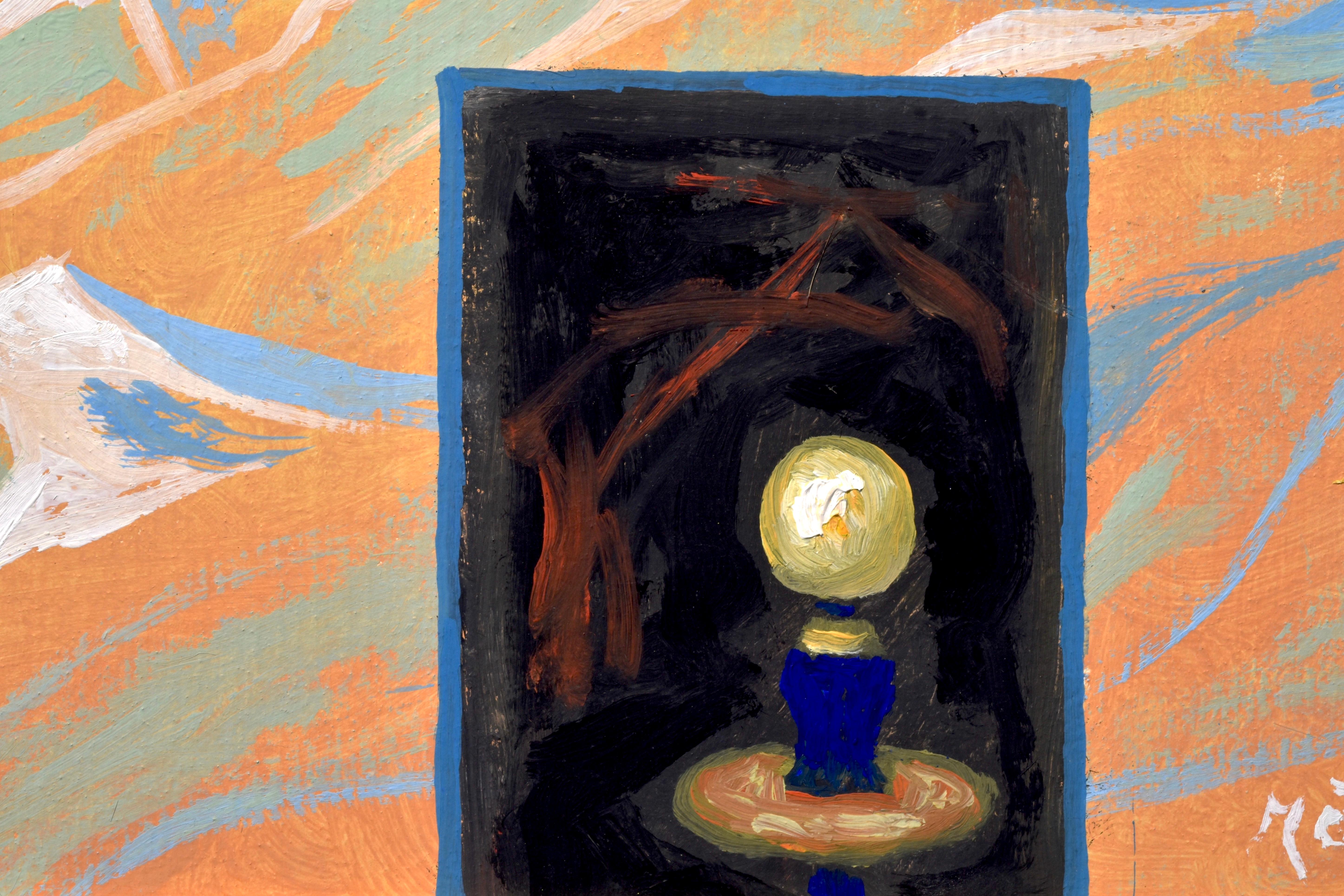 The Lamp, Stellan Morner (1896-1979), Surrealist original Oil on Panel, c. 1935 For Sale 3