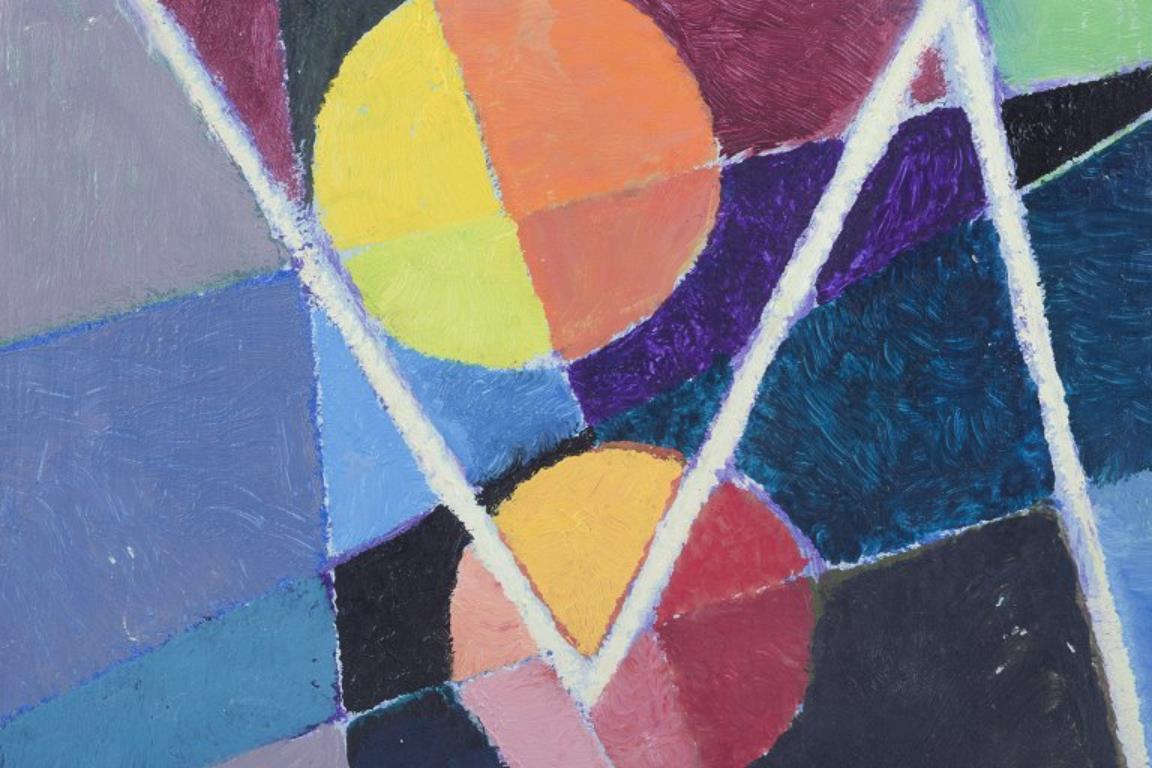 Stellan Widholm, aufgeführter schwedischer Künstler. Öl auf Platte.  Geometrische Komposition. im Zustand „Hervorragend“ im Angebot in København, Copenhagen