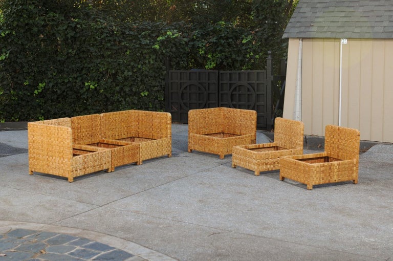 Stellar 6-Piece Basketweave Cane Seating Set by Danny Ho Fong, circa 1975 For Sale 4