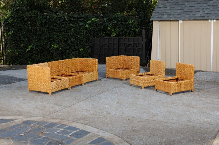 Stellar 6-Piece Basketweave Cane Seating Set by Danny Ho Fong, circa 1975 For Sale 5