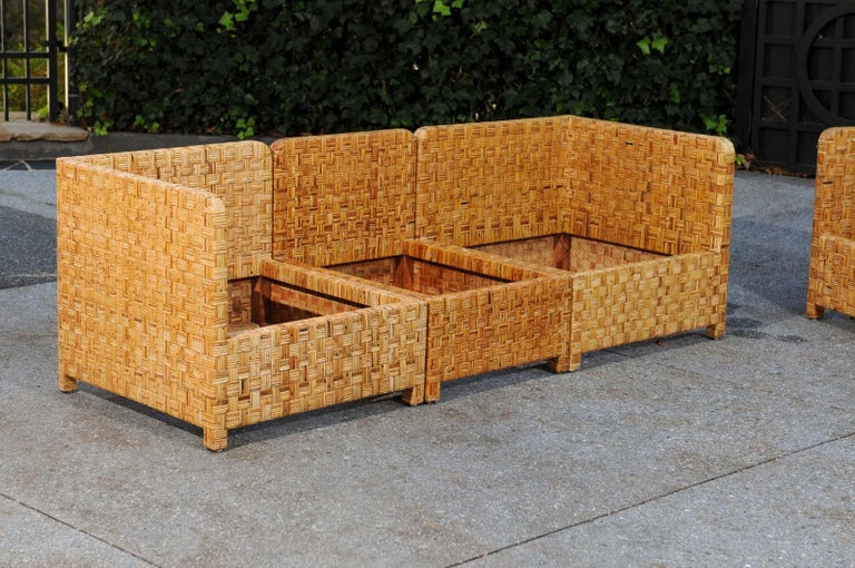 Stellar 6-Piece Basketweave Cane Seating Set by Danny Ho Fong, circa 1975 For Sale 6