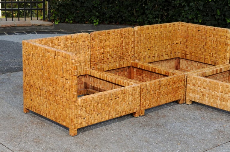 Mid-Century Modern Stellar 6-Piece Basketweave Cane Seating Set by Danny Ho Fong, circa 1975 For Sale
