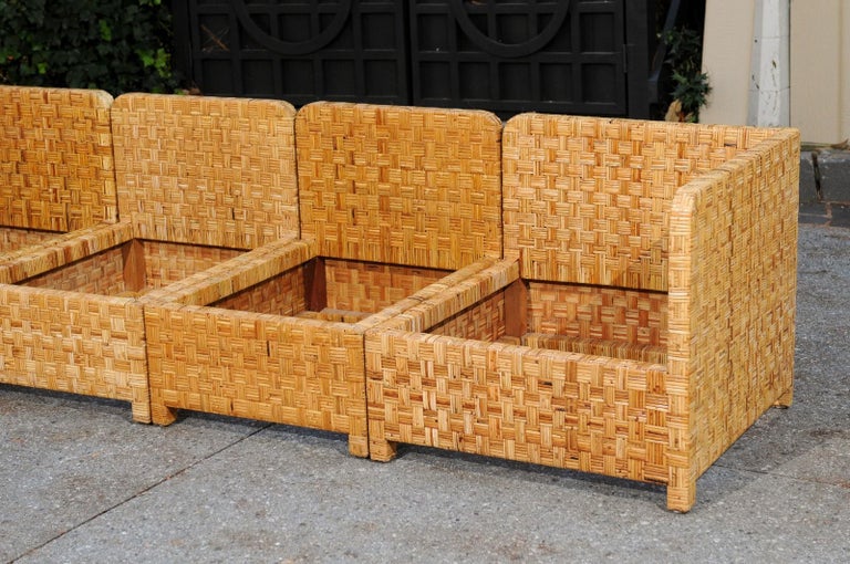 Unknown Stellar 6-Piece Basketweave Cane Seating Set by Danny Ho Fong, circa 1975 For Sale