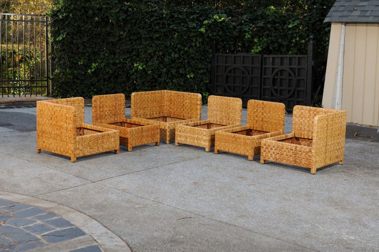 Stellar 6-Piece Basketweave Cane Seating Set by Danny Ho Fong, circa 1975 For Sale 1
