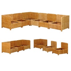 Used Stellar 6-Piece Basketweave Cane Seating Set by Danny Ho Fong, circa 1975