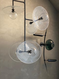 Stellar 6-Point Vertical Pendant - patinated brass & hand blown glass