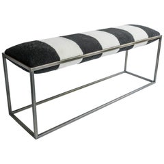 Stellar Bedroom Bench with Black and White Sheepskin Seat and Bronze Metal Frame
