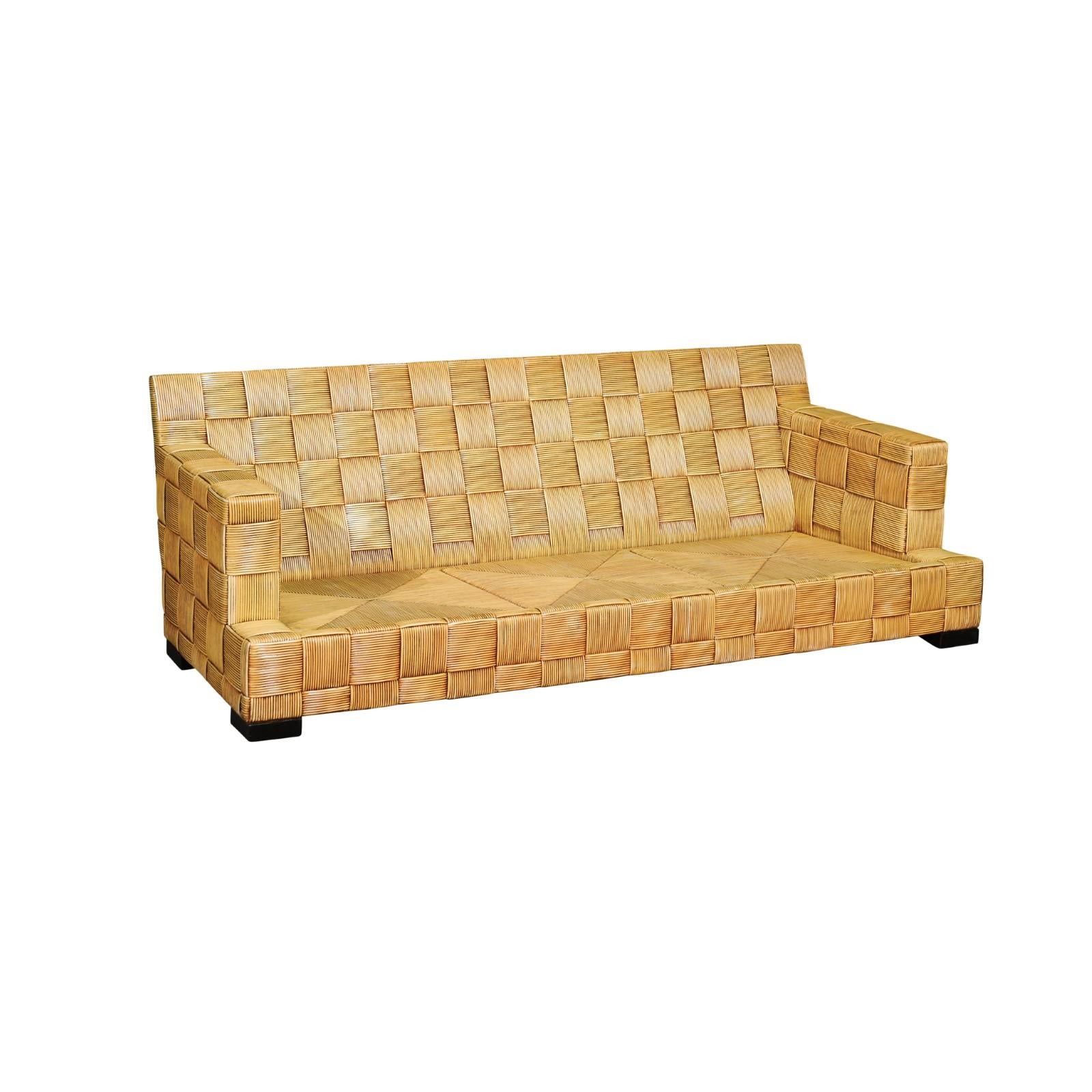 Stellar Vintage Block Island Collection Cane Sofa by John Hutton for Donghia For Sale 9