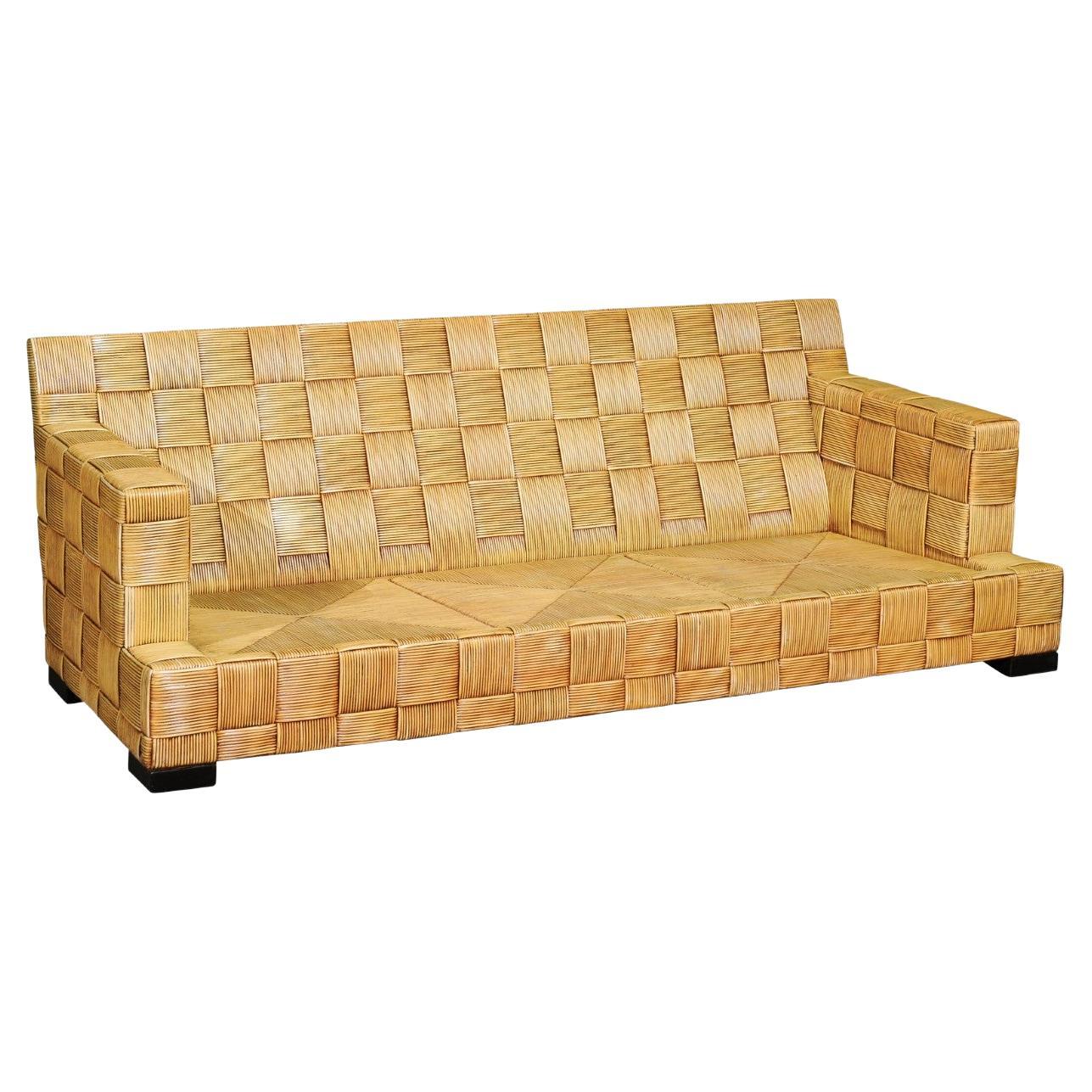 Stellar Vintage Block Island Collection Cane Sofa by John Hutton for Donghia For Sale