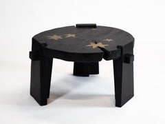 Tavolino Stellar in legno di frassino ebanizzato e intarsi in ottone di Mothership Studio