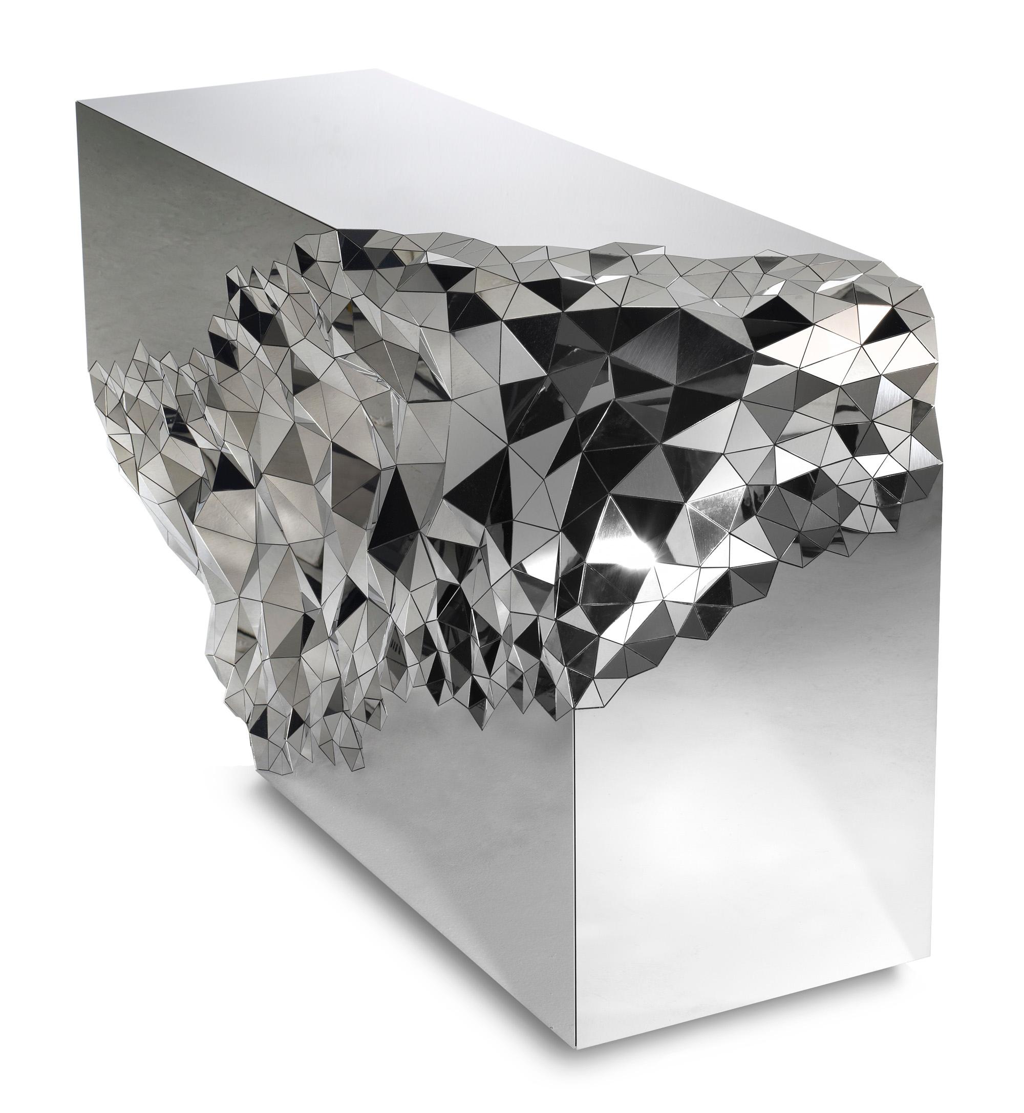 Part of the award winning Stellar Collection - the Stellar Console Table is inspired by the precious qualities of naturally forming amethyst geodes and machine cut diamonds.  The large expansive surfaces on the table are in stark contrast to the