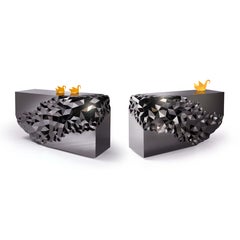 STELLAR Console Table in Onyx Black Polished Steel by Jake Phipps